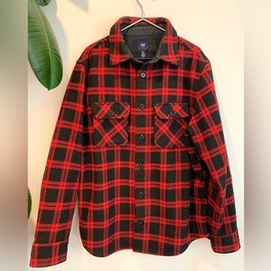 GAP Red and Black Plaid Shirt Jacket